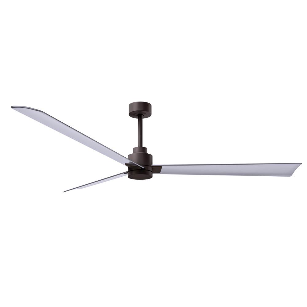 Matthews Fan Company Alessandra 3-blade transitional ceiling fan in textured bronze finish with brushed nickel blades. Optimized for wet location