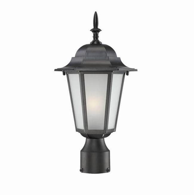 Acclaim Lighting Camelot 1-Light Matte Black Post Mount Light With Frosted Glass