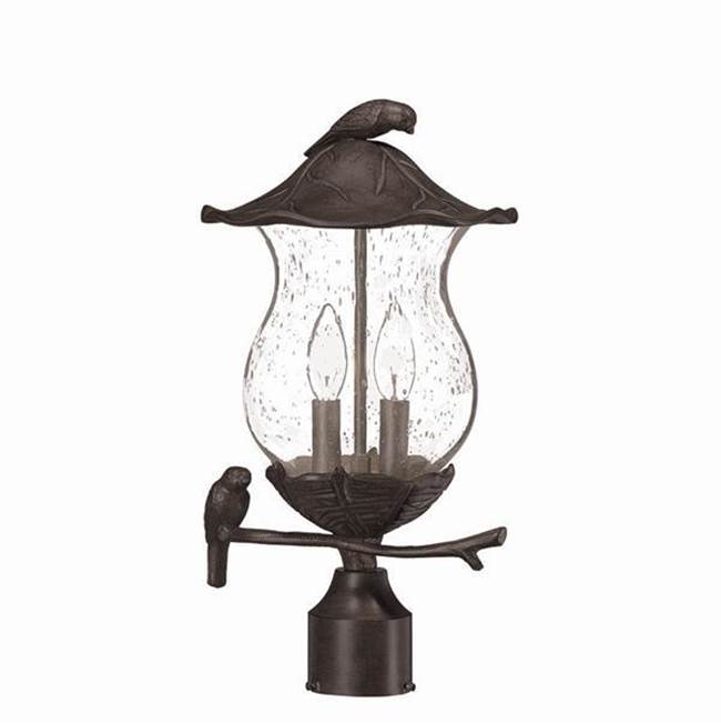 Acclaim Lighting Avian 2-Light Black Coral Post Mount Light With Seeded Glass