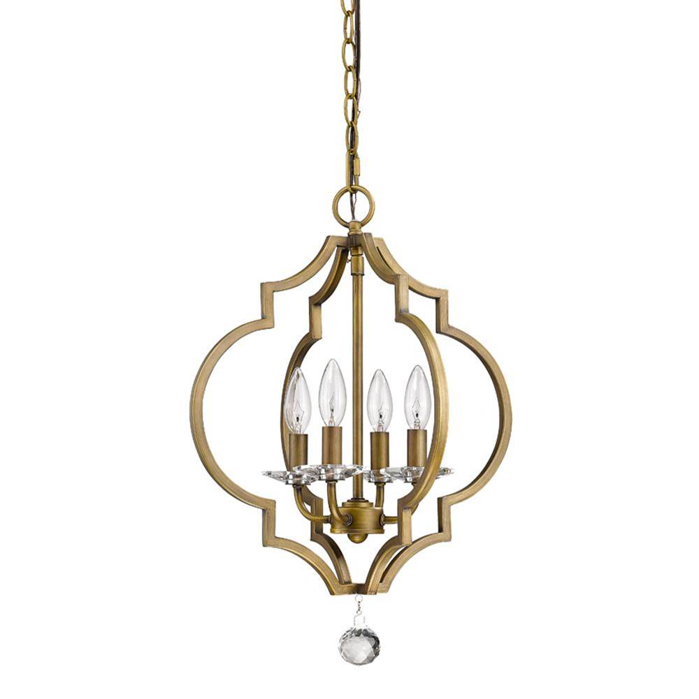 Acclaim Lighting Peyton 4-Light Raw Brass Chandelier With Crystal Accents