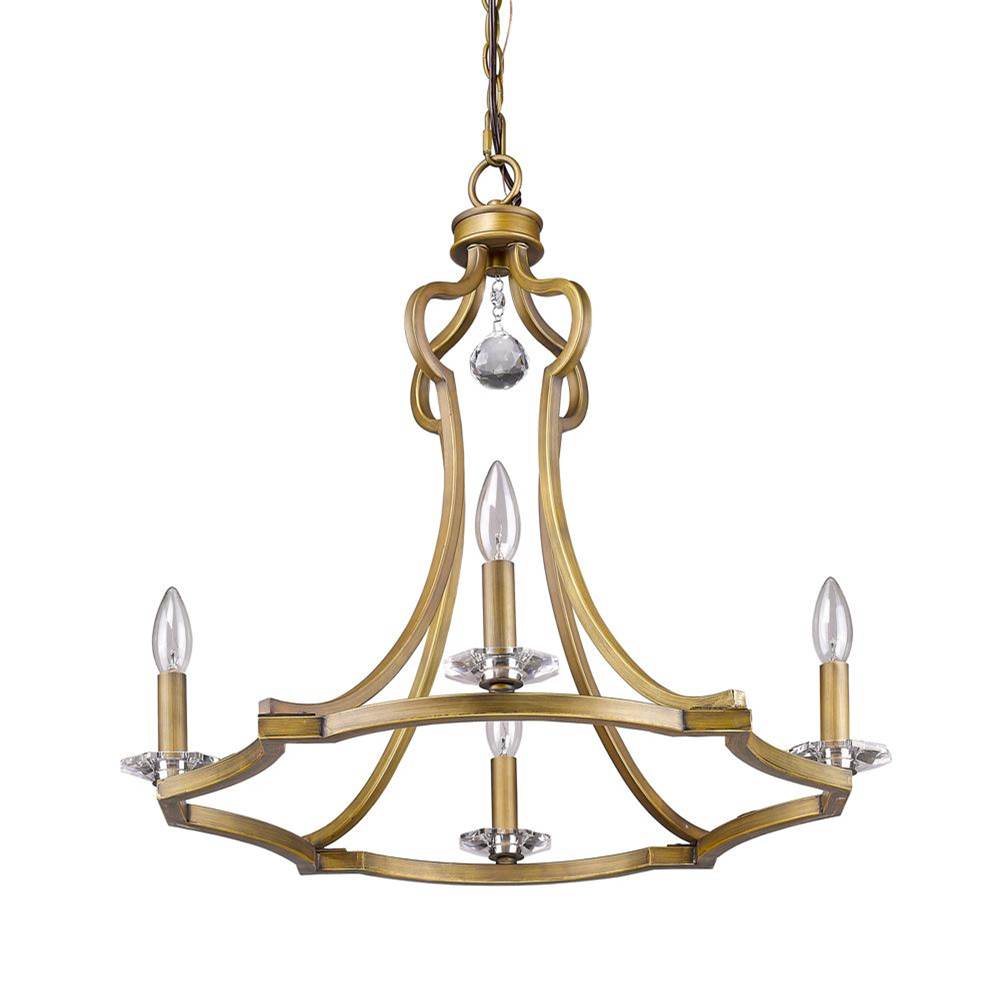Acclaim Lighting Peyton 4-Light Raw Brass Chandelier With Crystal Accents