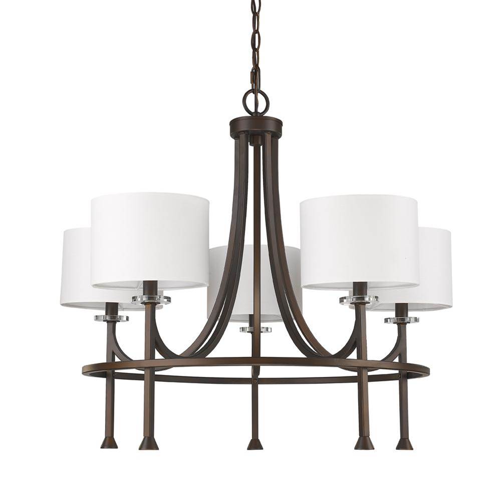Acclaim Lighting Kara 5-Light Oil-Rubbed Bronze Chandelier With Fabric Shades And Crystal Bobeches