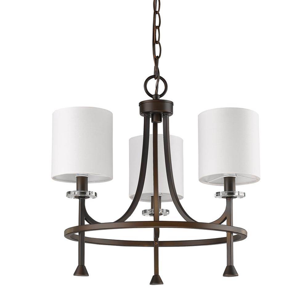 Acclaim Lighting Kara 3-Light Oil-Rubbed Bronze Chandelier With Fabric Shades And Crystal Bobeches