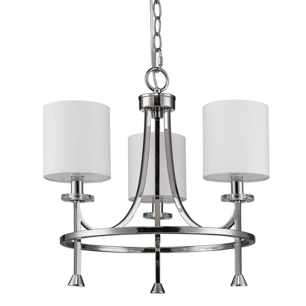 Acclaim Lighting Kara 3-Light Polished Nickel Chandelier With Fabric Shades And Crystal Bobeches