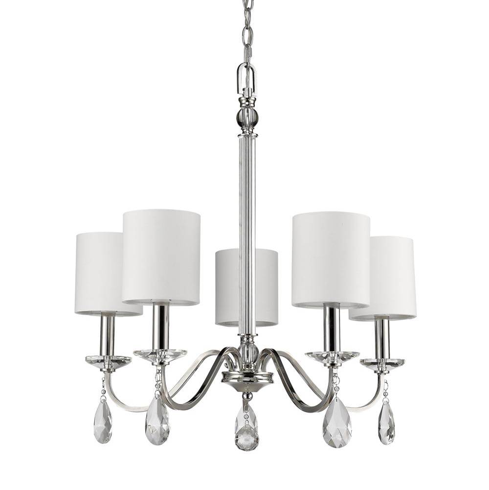 Acclaim Lighting Lily 5-Light Polished Nickel Chandelier With Fabric Shades And Crystal Accents