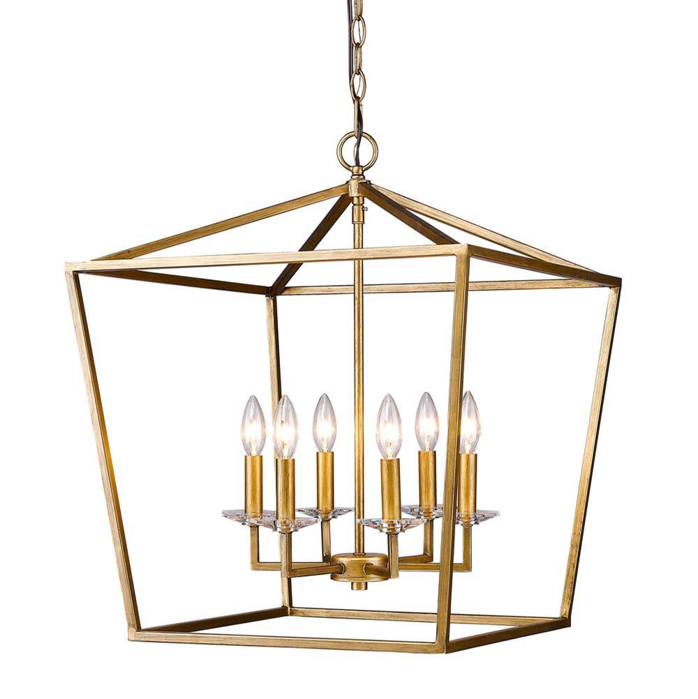Acclaim Lighting Kennedy 6-Light Antique Gold Foyer Pendant With Crystal Bobeches
