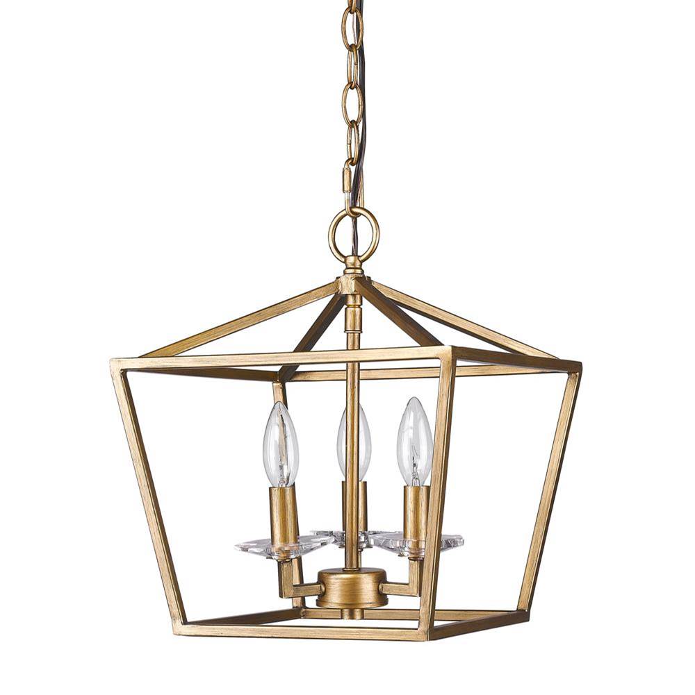Acclaim Lighting Kennedy 3-Light Antique Gold Pendant With Crystal Bobeches