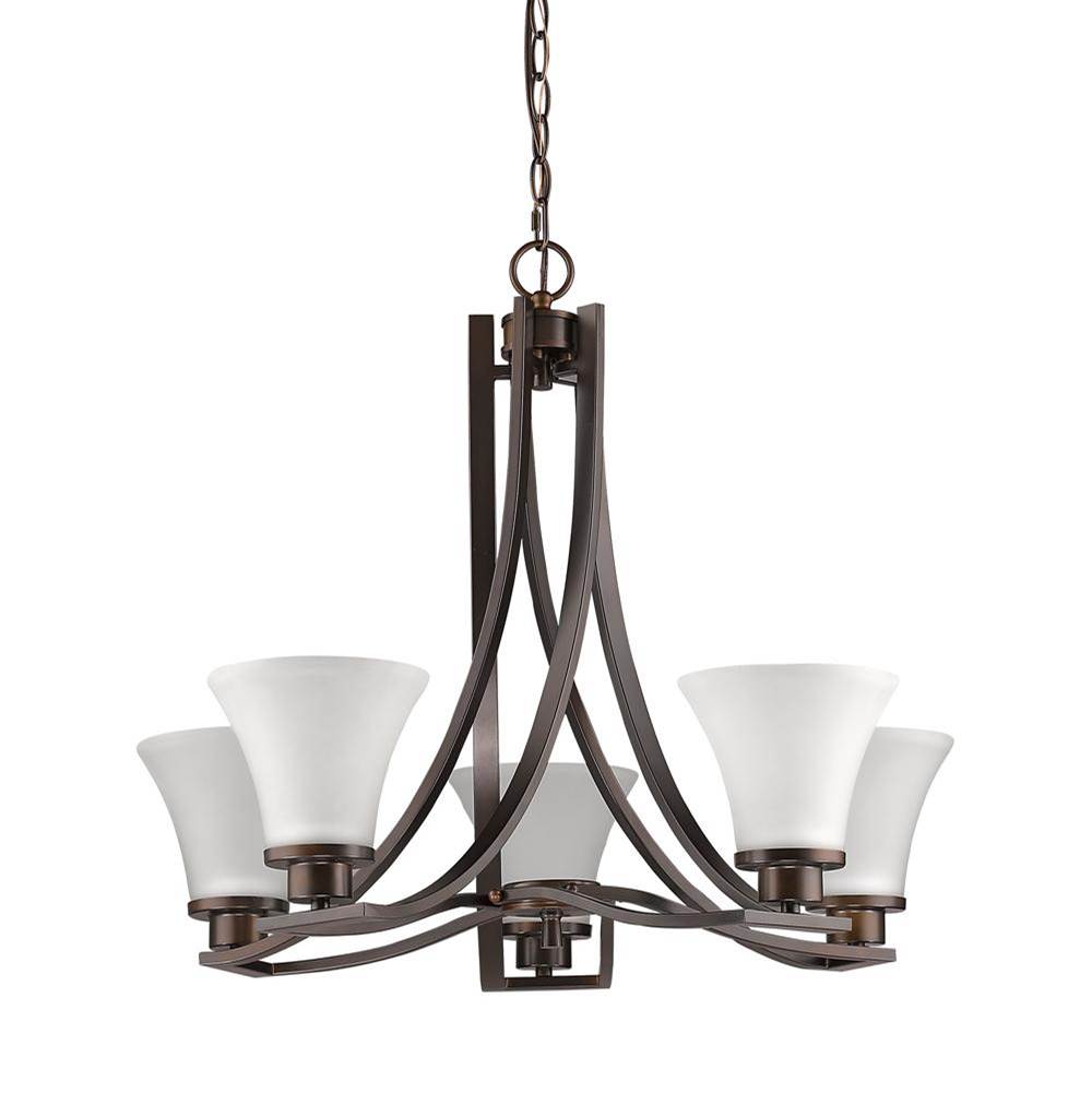 Acclaim Lighting Mia 5-Light Oil-Rubbed Bronze Chandelier With Etched Glass Shades