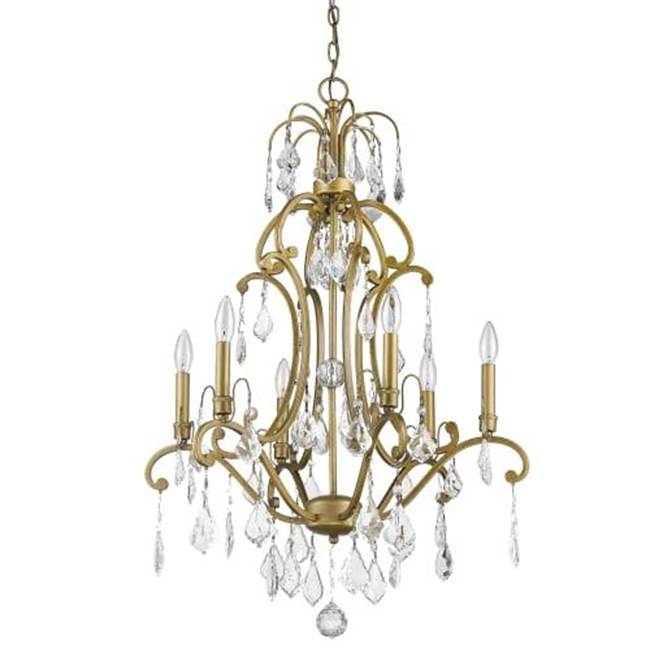 Acclaim Lighting Claire 6-Light Antique Gold Chandelier With Crystal Accents