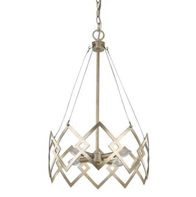 Acclaim Lighting Nora 4-Light Washed Gold Drum Pendant With Abstract Open-Air Cage Shade