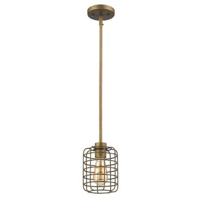 Acclaim Lighting Lynden 1-Light Raw Brass Pendant With Wire Cage Shade