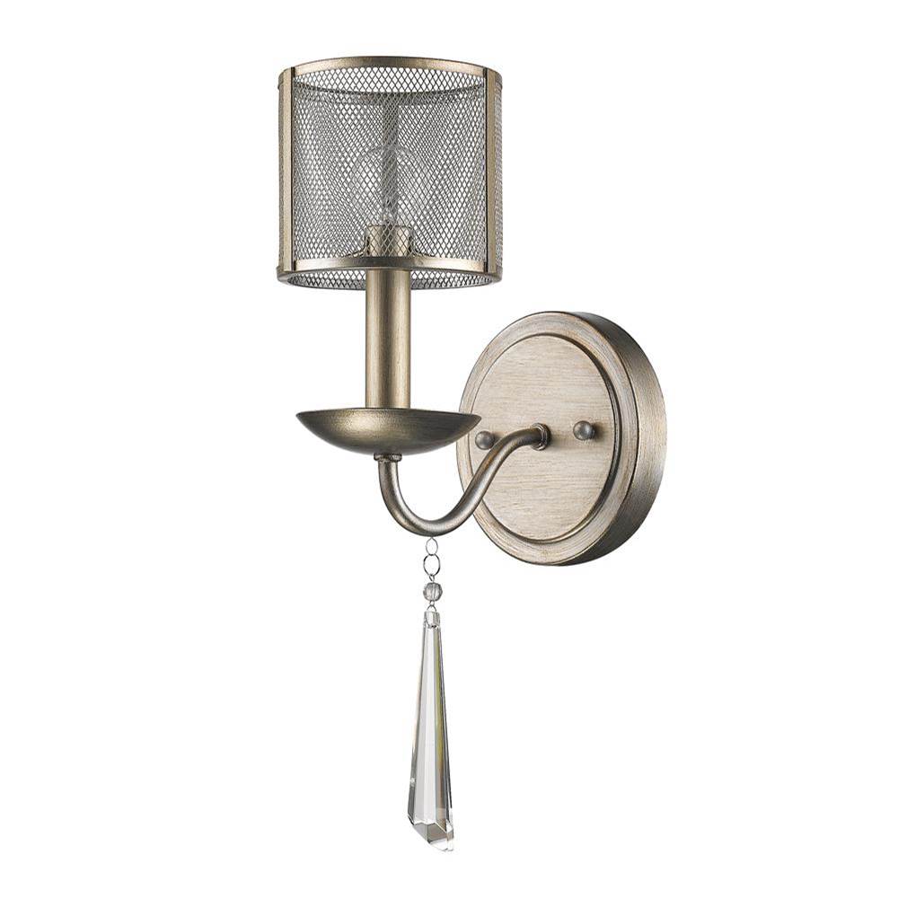 Acclaim Lighting Rita 1-Light Washed Gold Sconce With Wire Mesh Shade And Crystal Accent