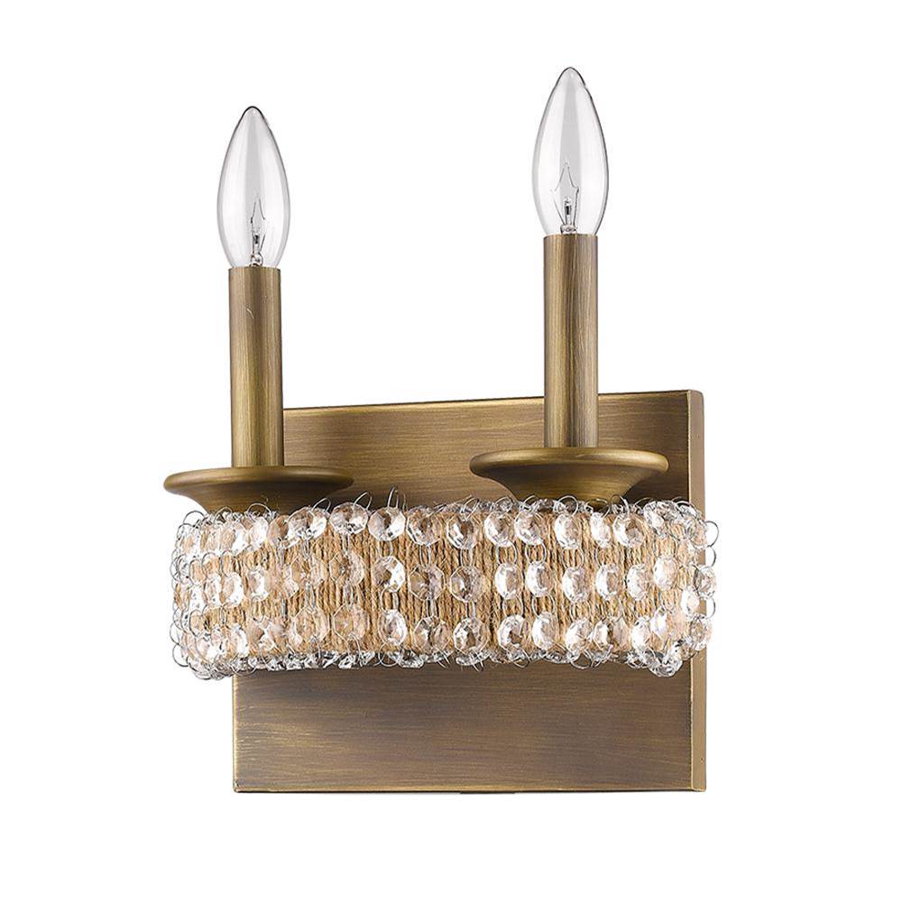 Acclaim Lighting Ava 1-Light Raw Brass Sconce With Rope And Crystal Accents