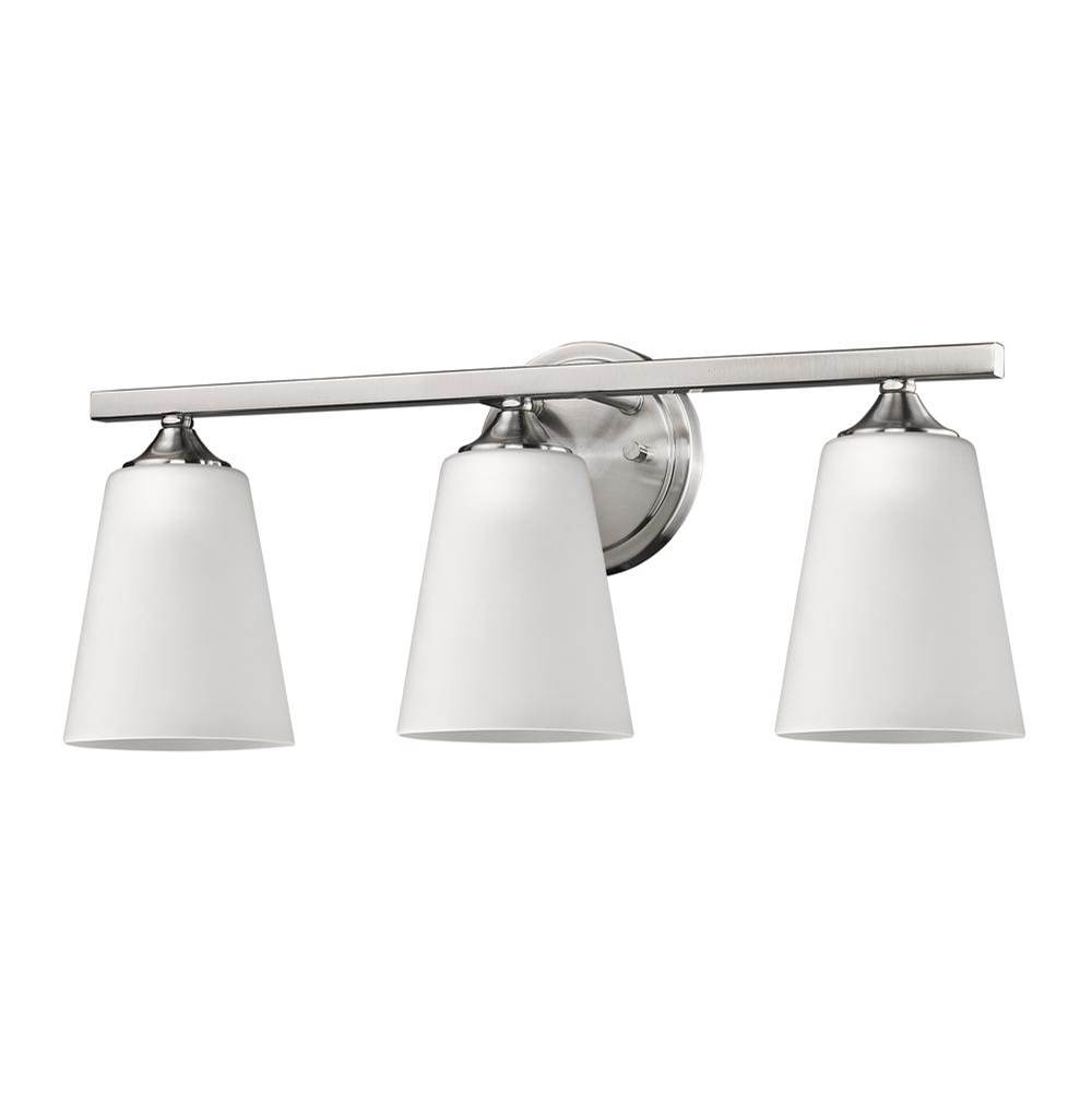 Acclaim Lighting Zoey 3-Light Satin Nickel Vanity Lights With Frosted Glass Shades