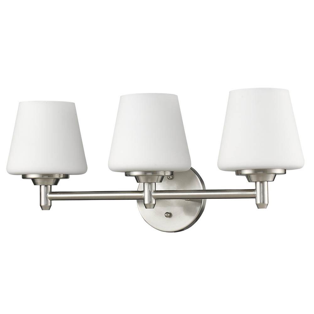 Acclaim Lighting Paige 3-Light Satin Nickel Vanity Light With Frosted Glass Shades