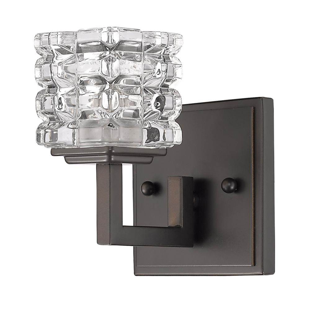 Acclaim Lighting Coralie 1-Light Oil-Rubbed Bronze Sconce With Pressed Crystal Shade