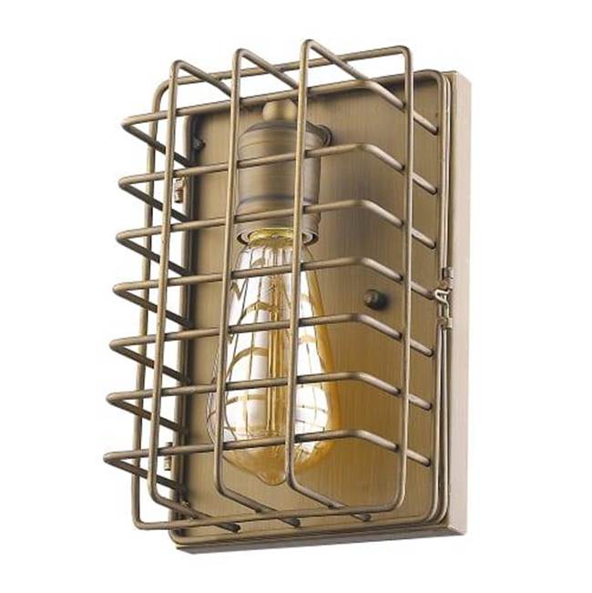 Acclaim Lighting Lynden 1-Light Raw Brass Sconce With Wire Cage Shade