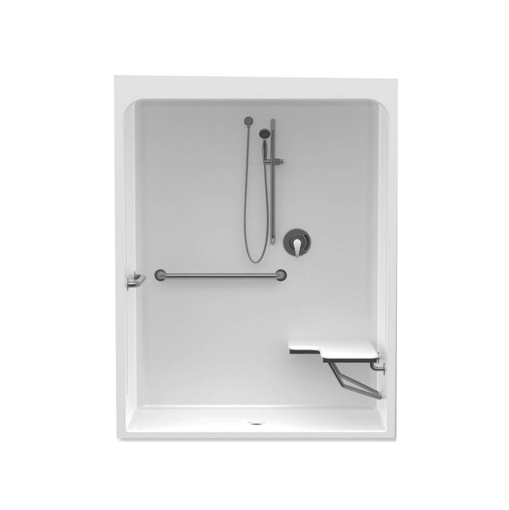 Aquatic 6030CFS 60 x 30 Acrylic Alcove Center Drain One-Piece Shower in White
