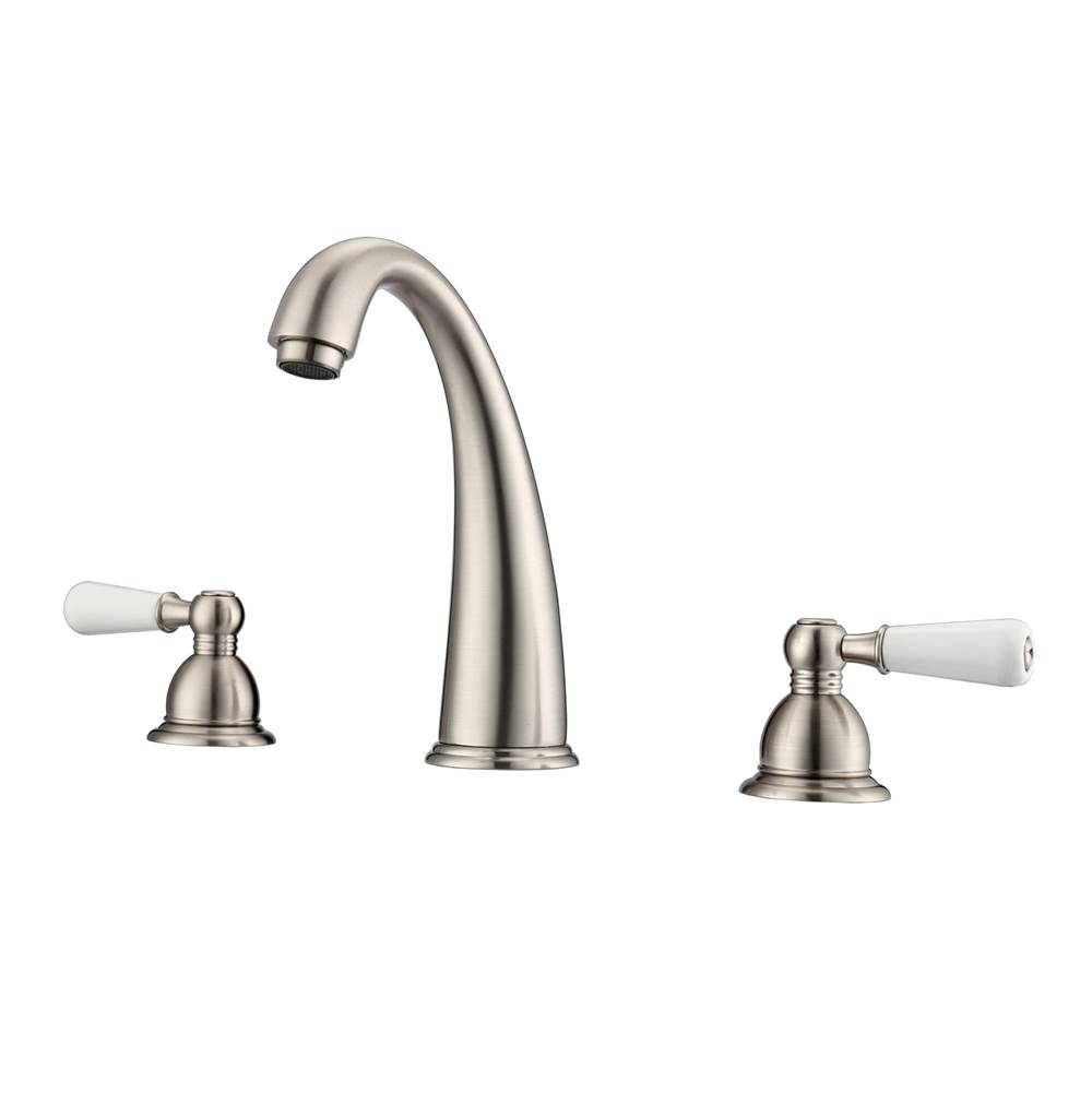 Barclay Maddox 8''cc Lav Faucet, withHoses,Porcelain Lever Hdls, BN