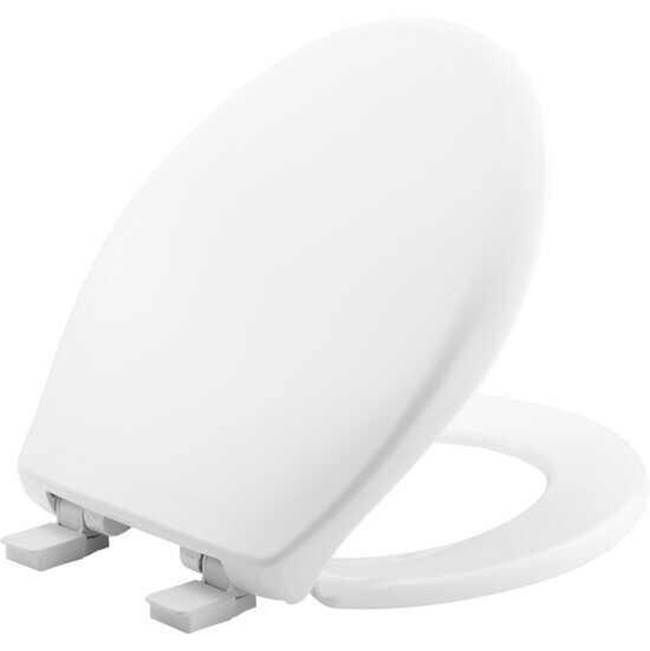 Bemis Round Plastic Toilet Seat Biscuit Never Loosens Removes for Cleaning Slow-Close Adjustable with Extra Stability