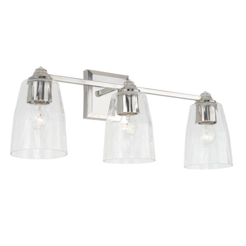 Capital Lighting Laurent 3-Light Vanity in Polished Nickel with Clear Glass