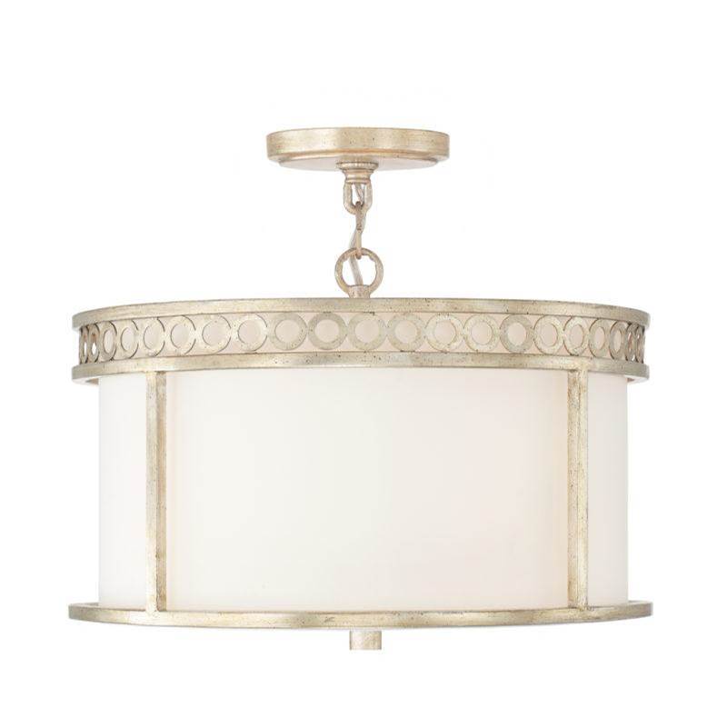 Capital Lighting Isabella 4-Light Semi-Flush in Winter Gold with White Fabric Shade