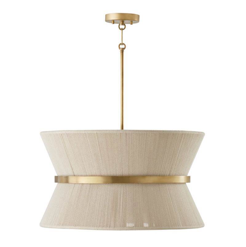 Capital Lighting Cecilia 8-Light Pendant in Bleached Natural Rope and Patinaed Brass