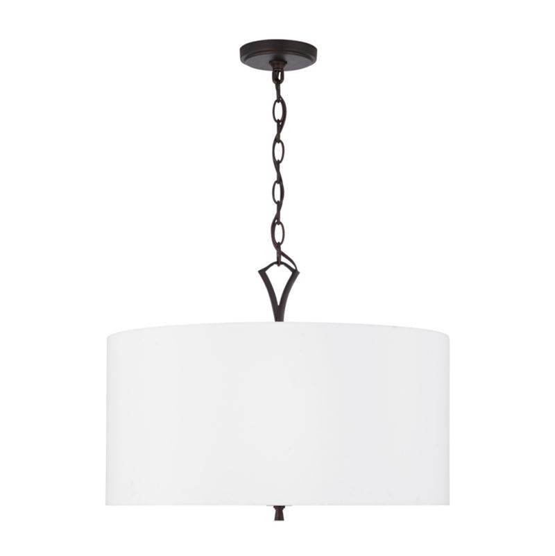Capital Lighting Jaymes 4-Light Pendant in Old Bronze with White Fabric Shade