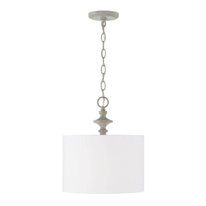Capital Lighting Penelope 1-Light Pendant in Painted Grey with White Fabric Shade