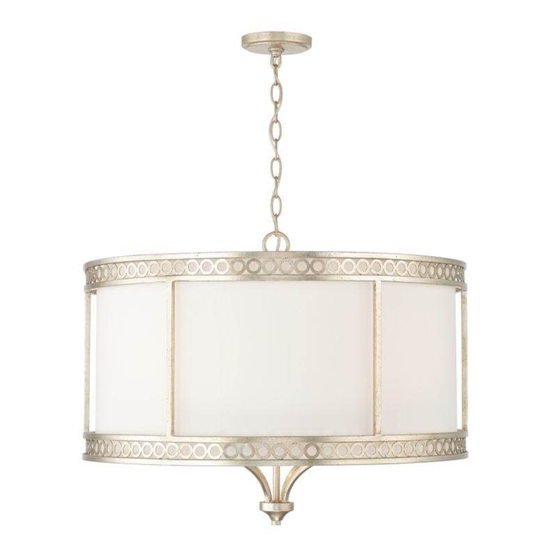 Capital Lighting Isabella 4-Light Pendant in Winter Gold with White Fabric Shade