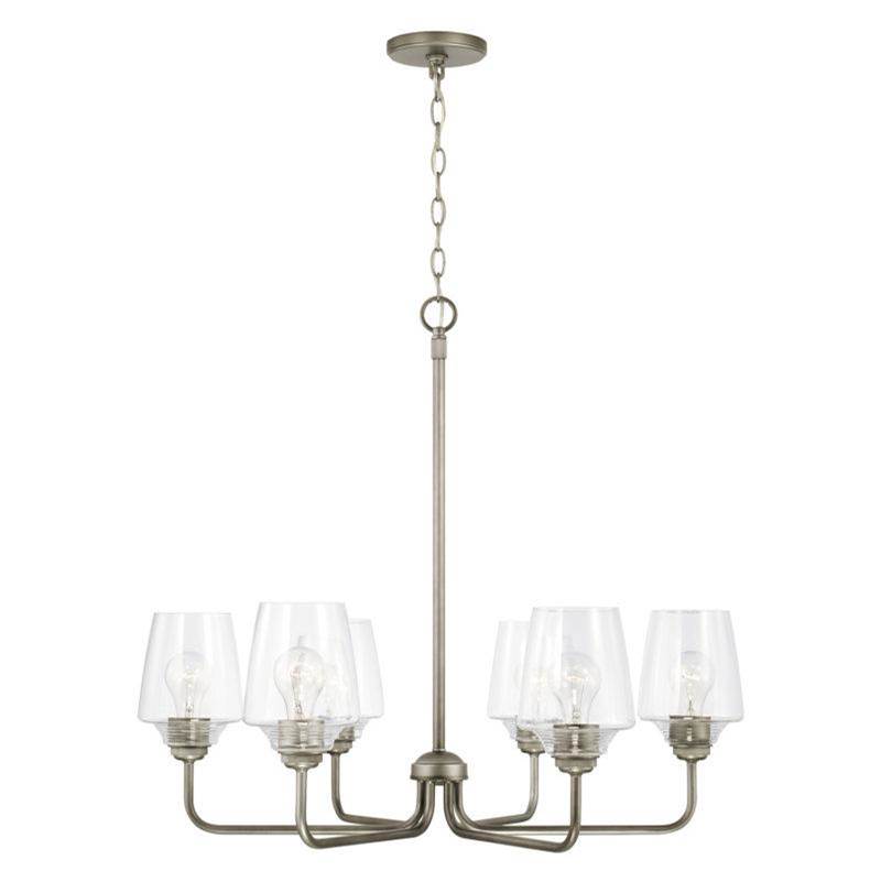 Capital Lighting Miller 6-Light Chandelier in Graphite with Clear Ribbed Glass