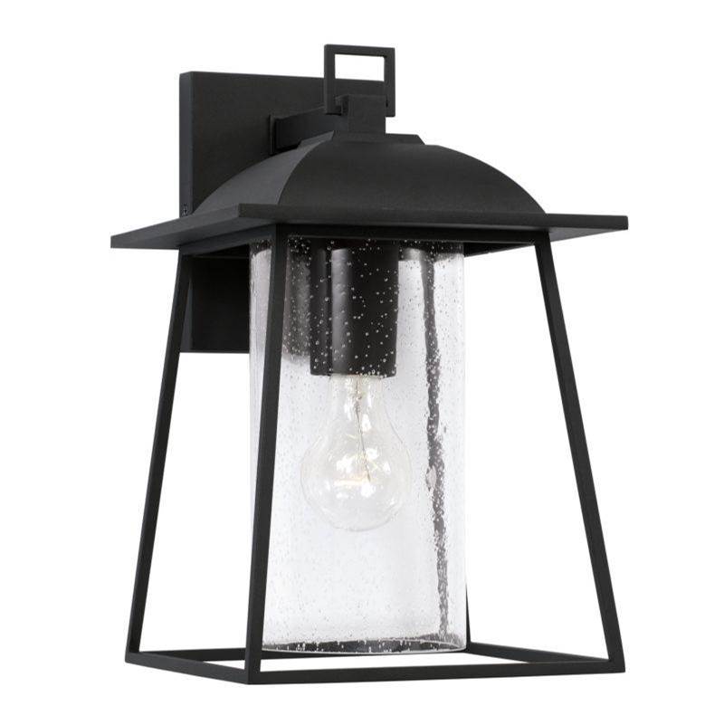 Capital Lighting Durham 1-Light Outdoor Wall-Lantern in Black with Clear Seeded Glass