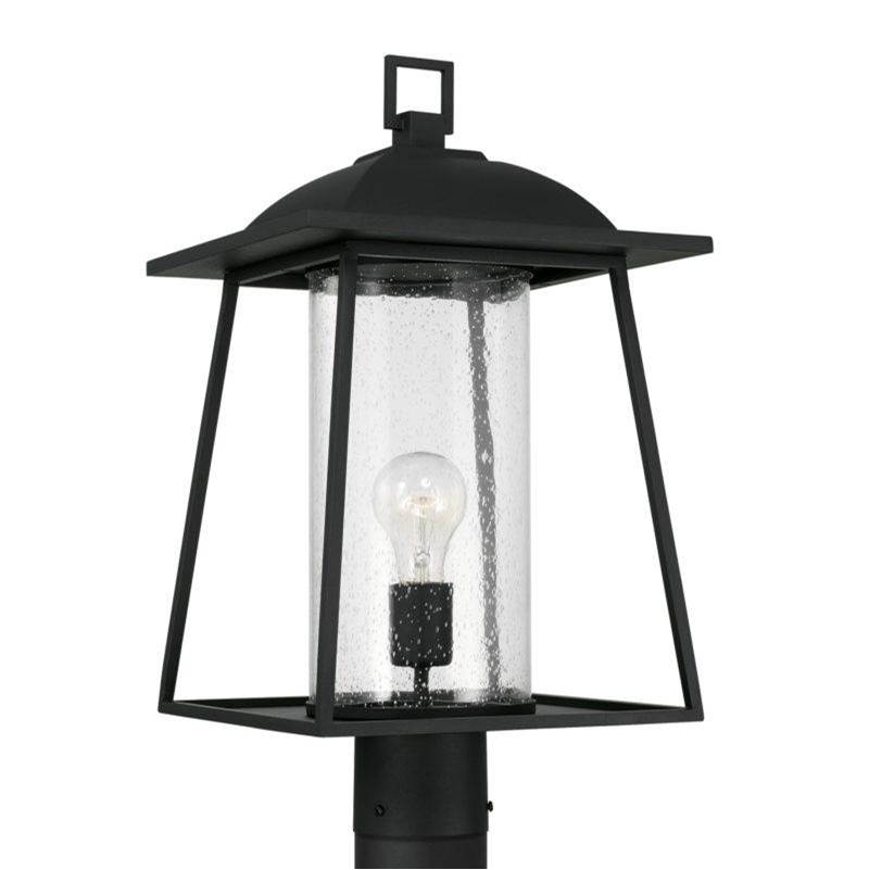 Capital Lighting Durham 1-Light Outdoor Post-Lantern in Black with Clear Seeded Glass
