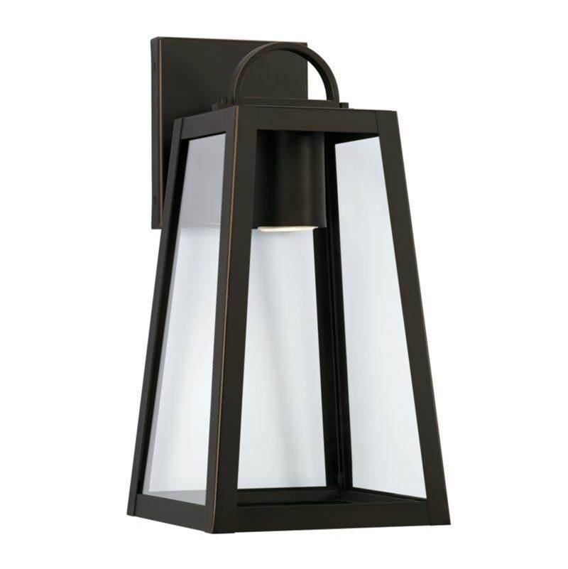 Capital Lighting Leighton 1-Light Outdoor Wall-Lantern in Oiled Bronze with Clear Glass
