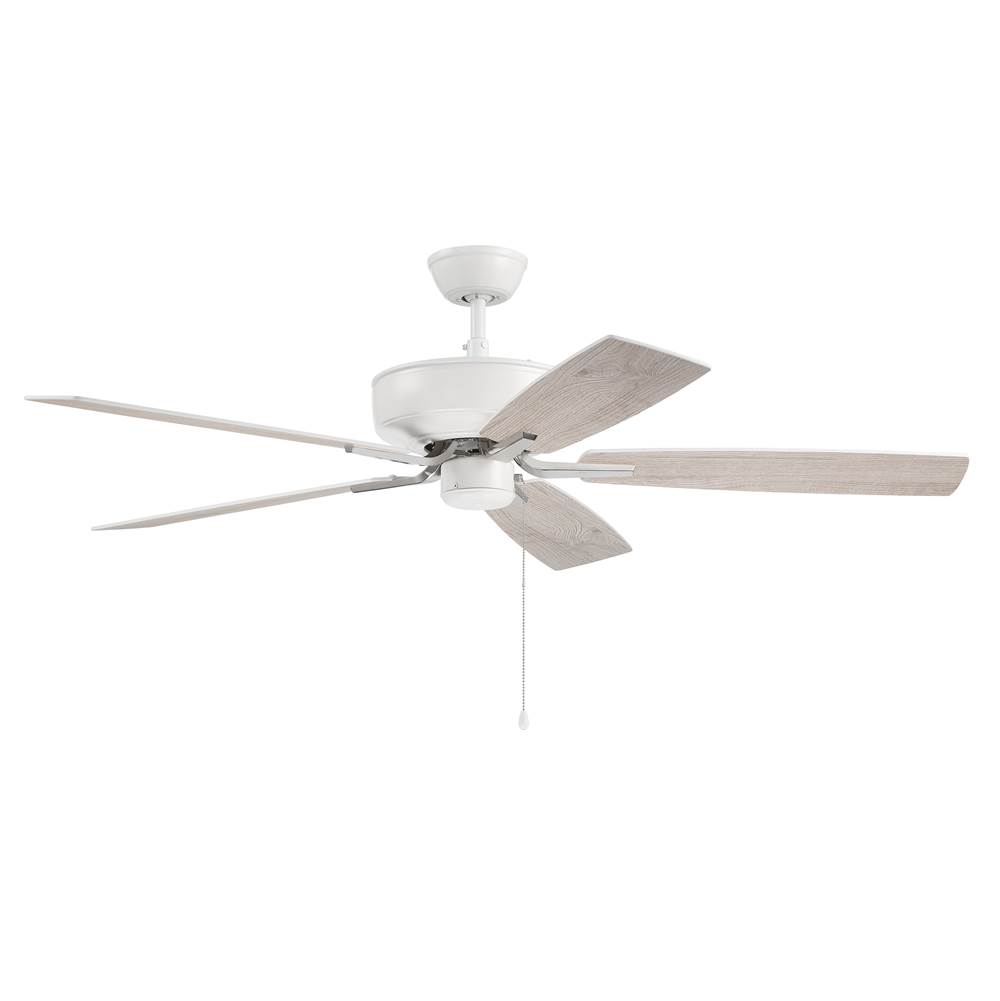 Craftmade 52'' Pro Plus Fan in White/Polished Nickel with Reversible White/Washed Oak Blades