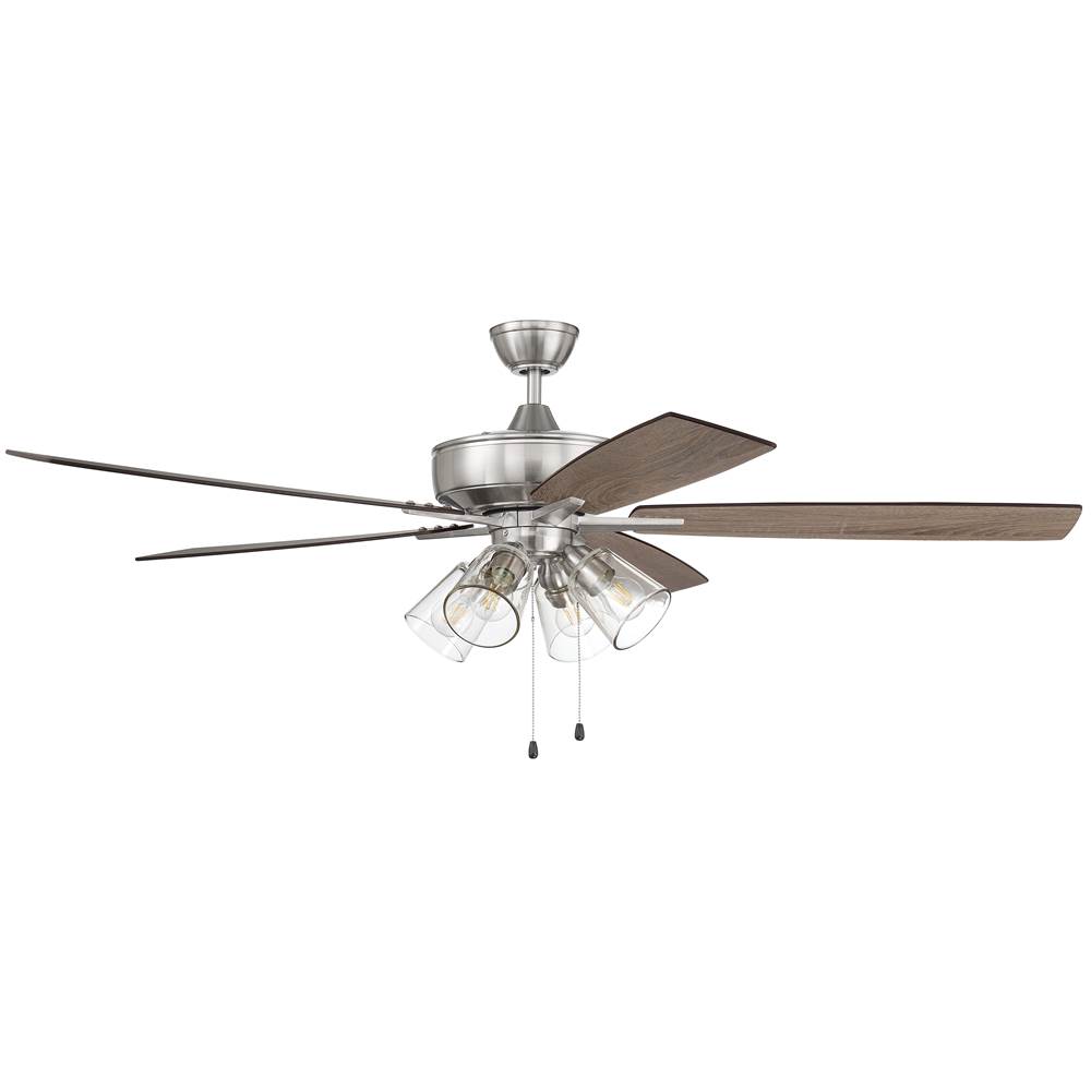 Craftmade 60'' Super Pro Fan with 4 Light Kit Clear Glass and Blades