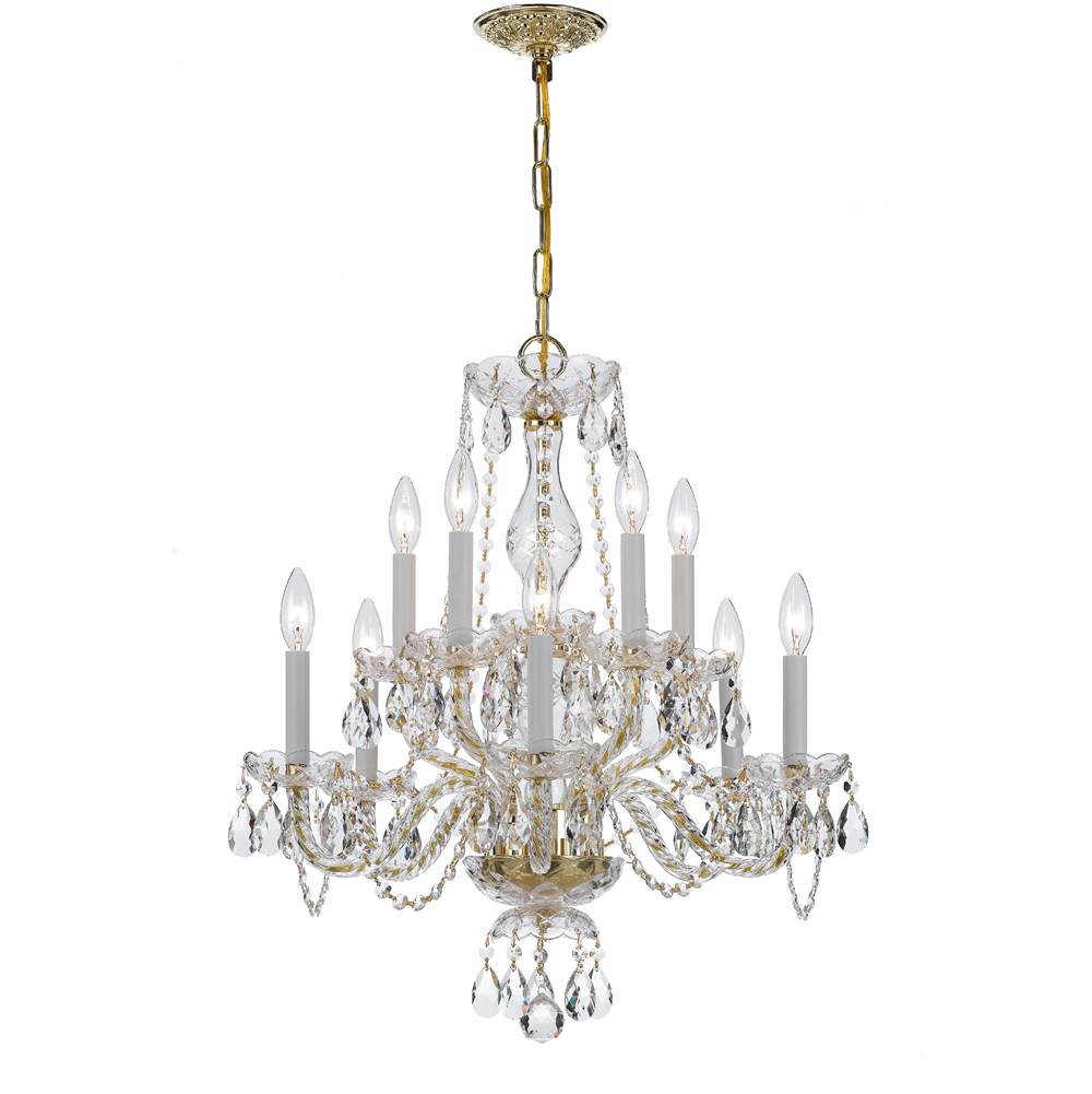 Crystorama Traditional Crystal 10 Light Clear Crystal Polished Brass Chandelier