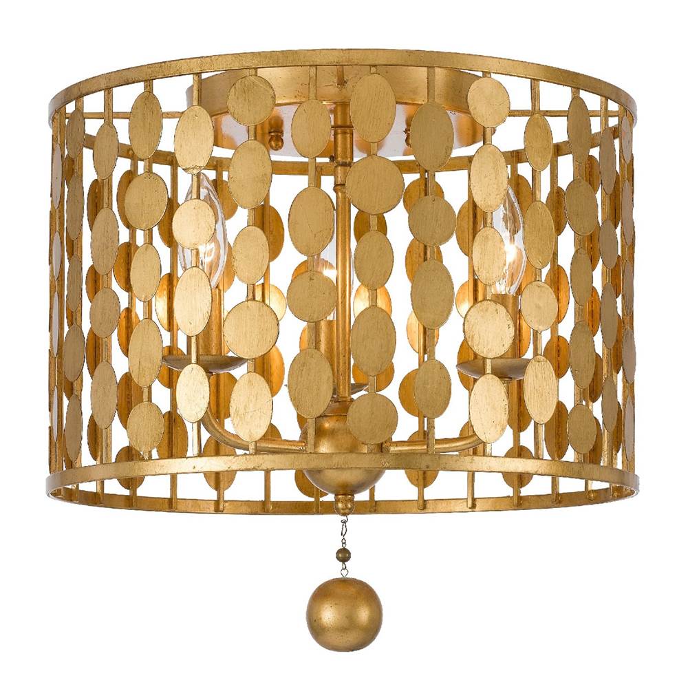 Crystorama Layla 3 Light Antique Gold Ceiling Mount