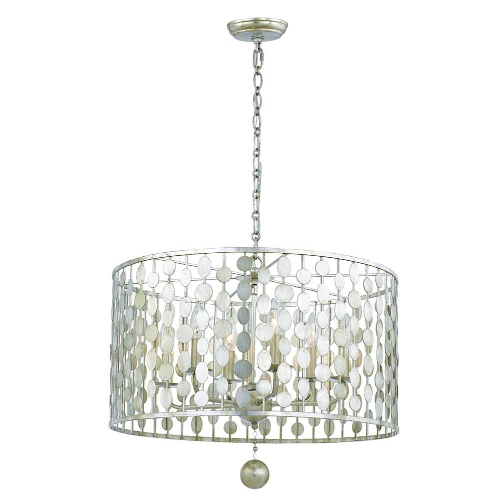 Crystorama Layla 6 Light Antique Silver Chandelier