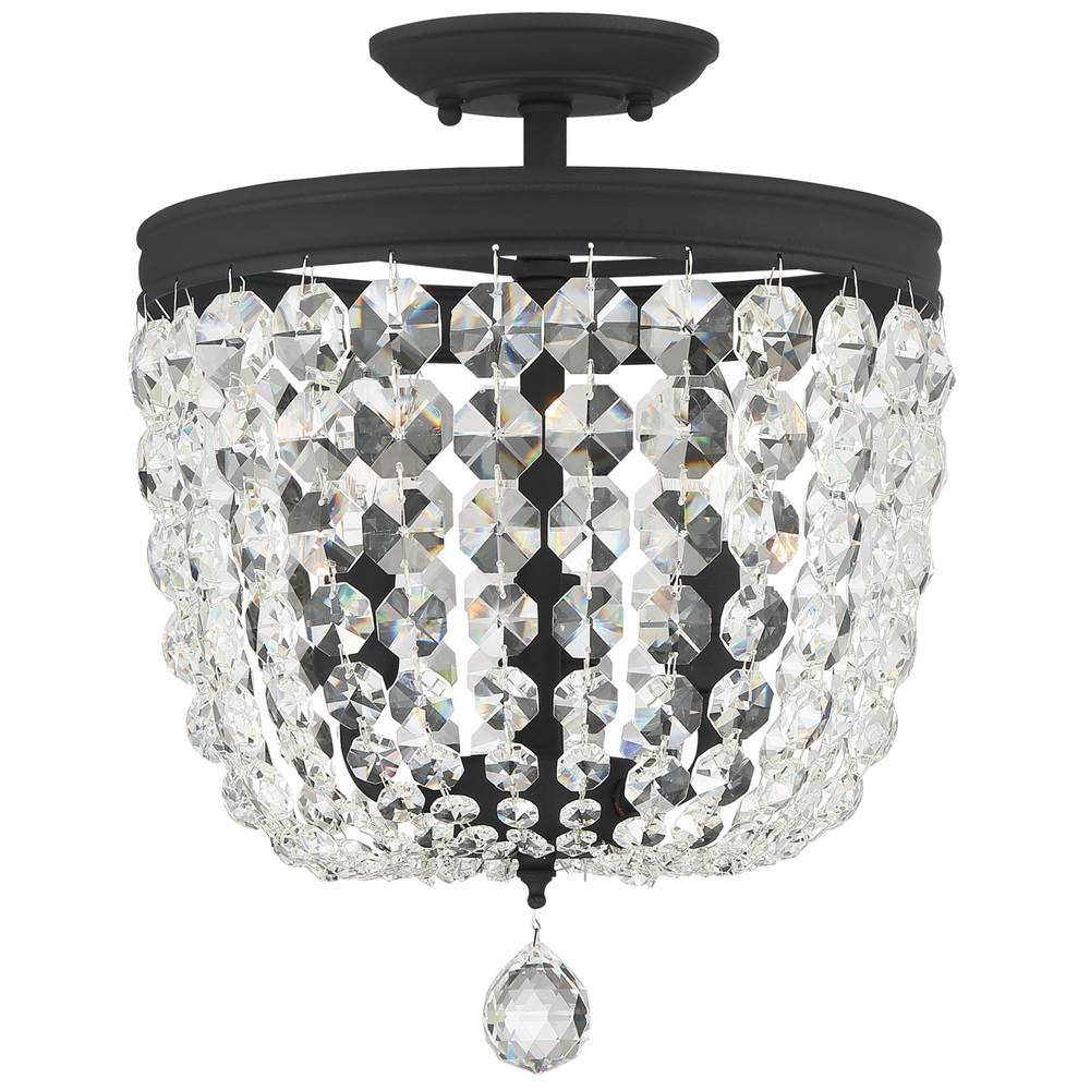 Crystorama Archer 3 Light Spectra Crystal Black Forged Ceiling Mount