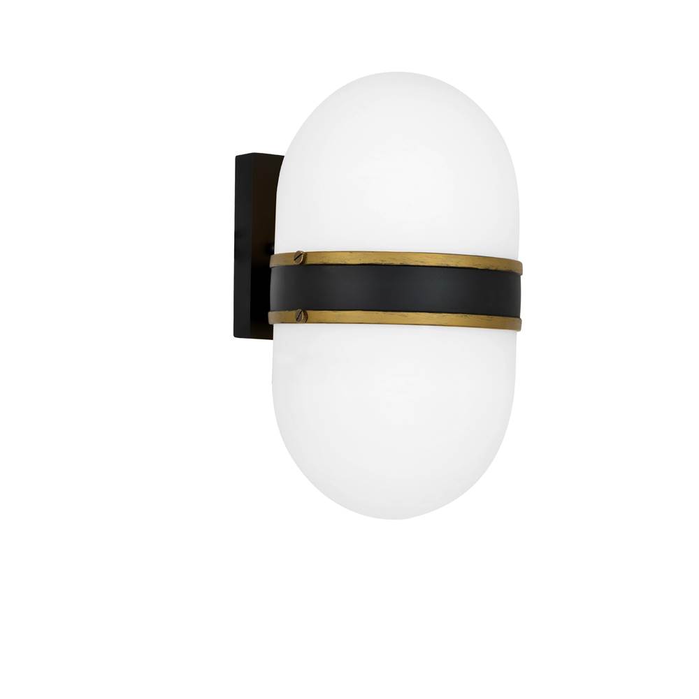 Crystorama Brian Patrick Flynn for Crystorama Capsule 1 Light Matte Black  plus  Textured Gold Outdoor Wall Mount