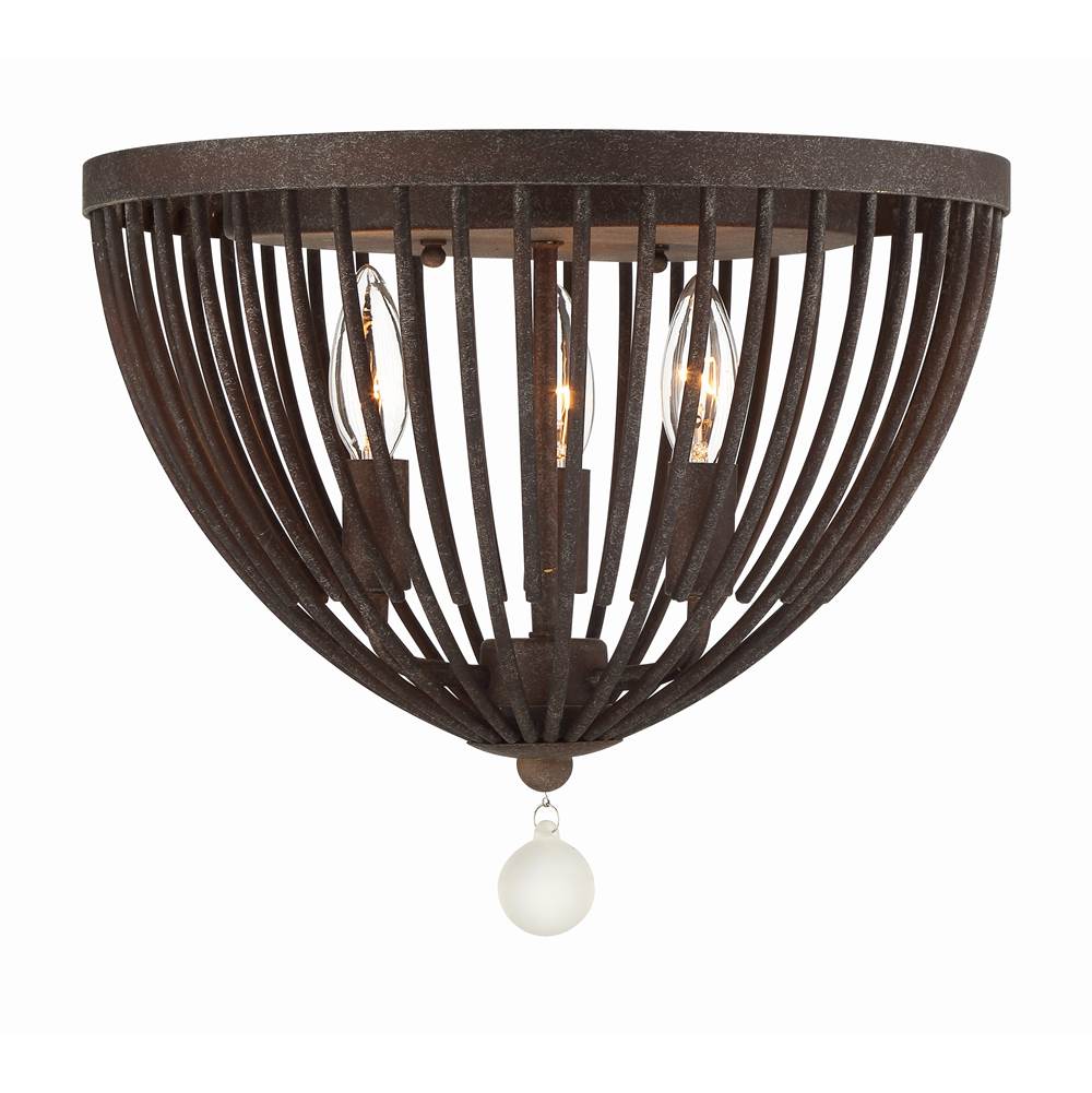 Crystorama Duval 3 Light Forged Bronze Ceiling Mount