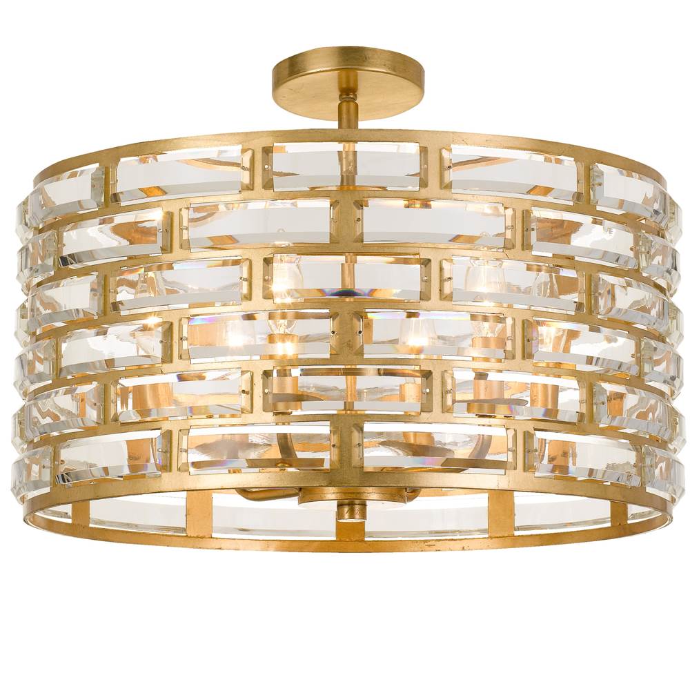 Crystorama Meridian 6 Light Antique Gold Ceiling Mount