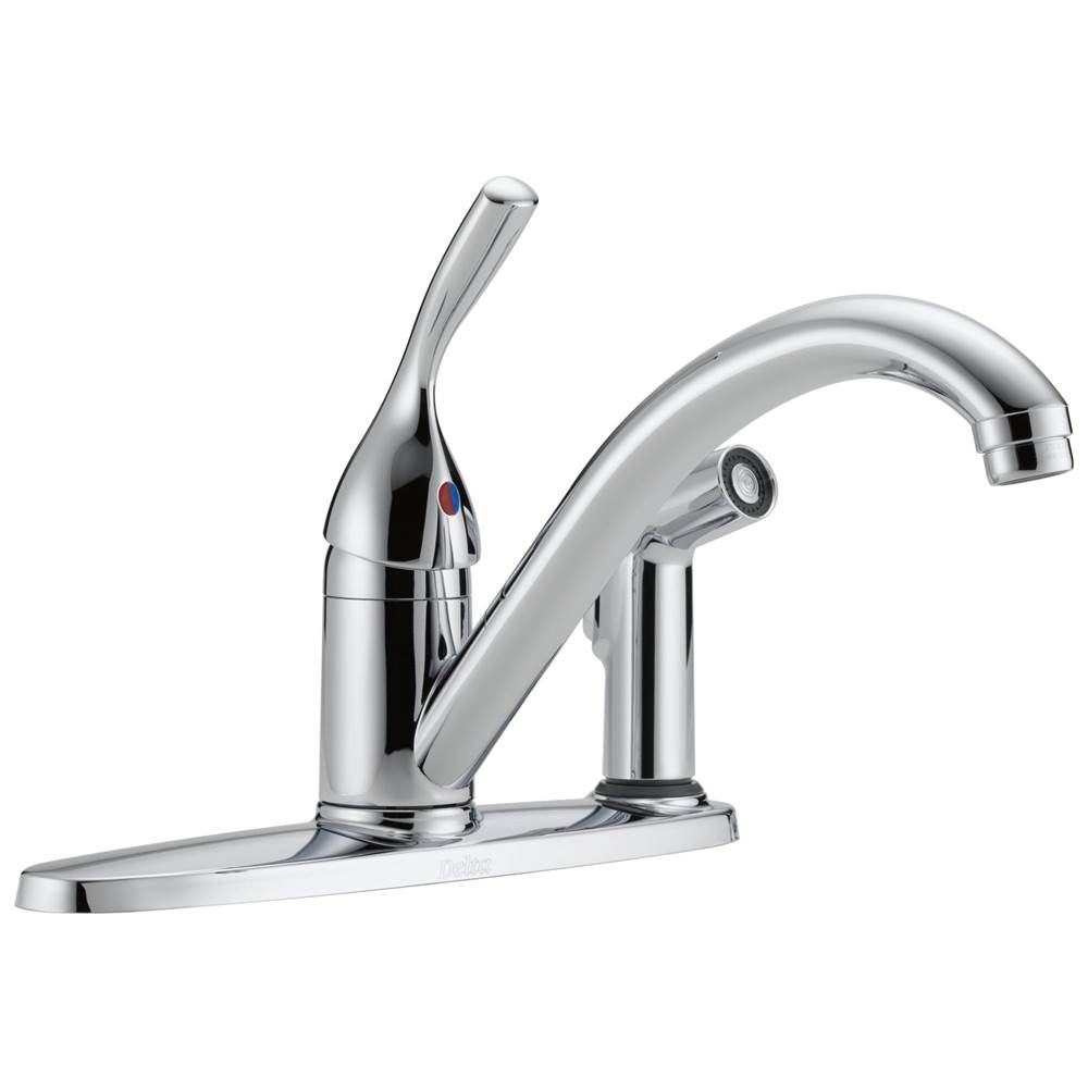 Delta Faucet 134 / 100 / 300 / 400 Series Single Handle Kitchen Faucet with Integral Spray