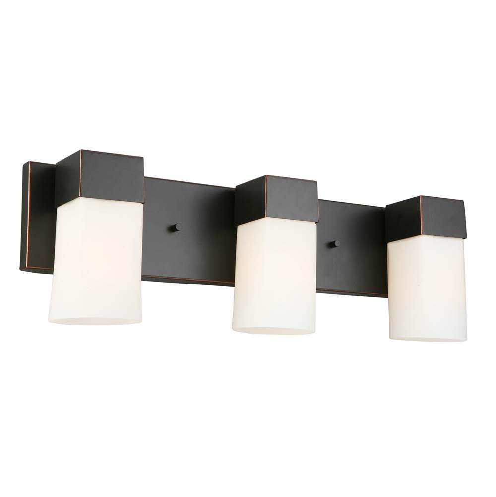 Eglo 3x60W Bath Vanity Light w/ Oil Rubbed Bronze Finish & Frosted Glass