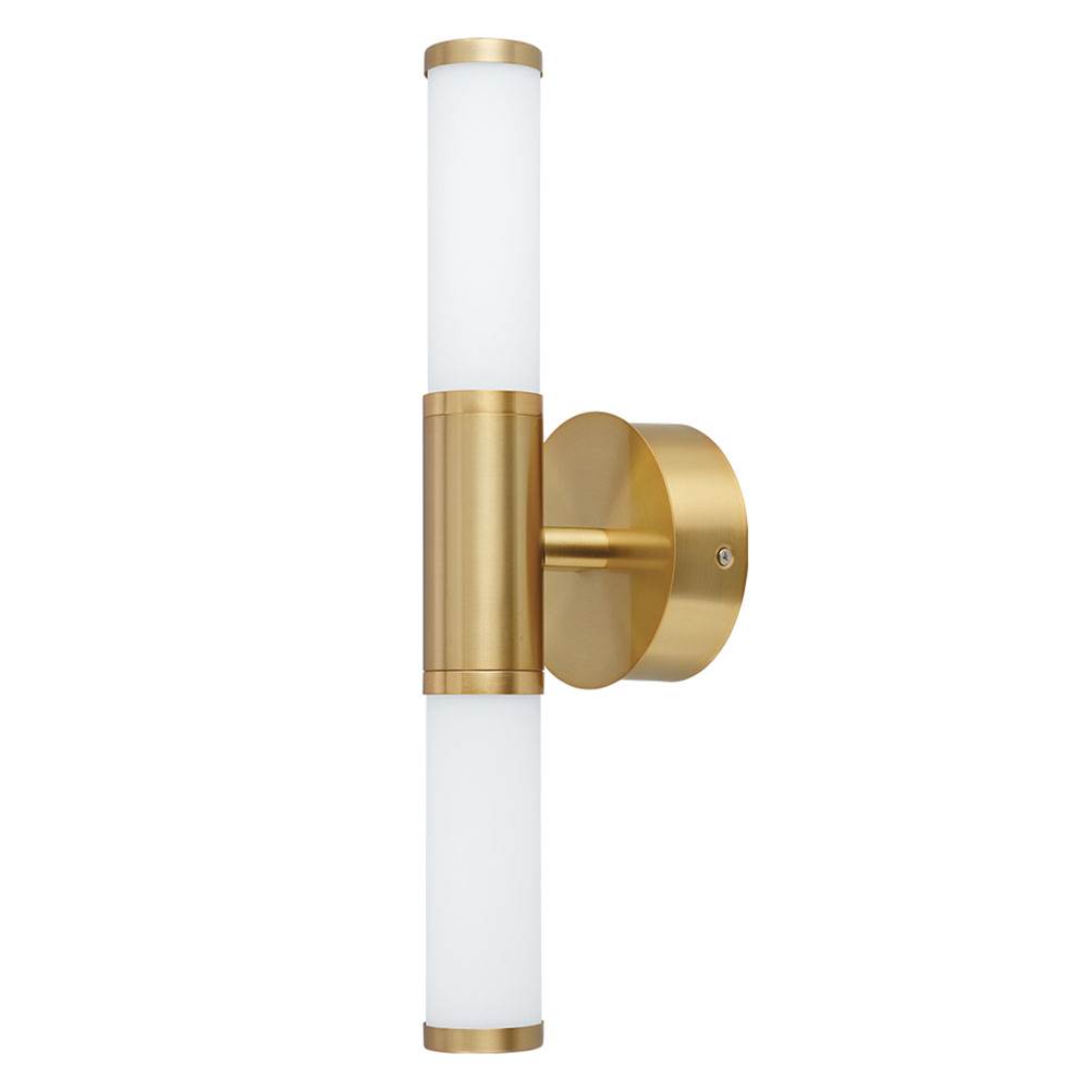 Eglo Palmera 1 2X6W Integrated Led Bath/Vanity Light W/ Brushed Gold Finish And White Glass Shades