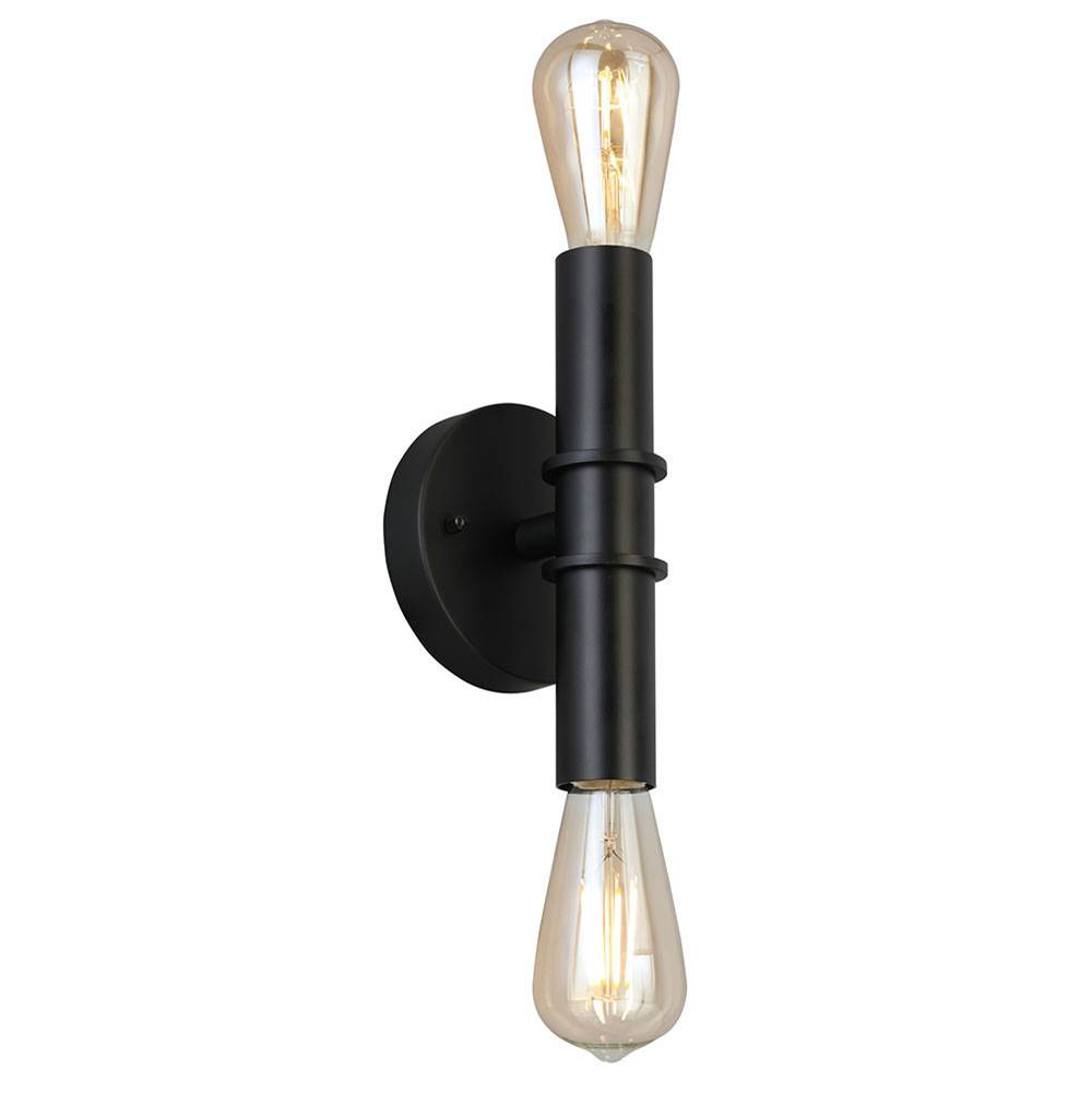 Eglo Drucker 2X60W Bath/Vanity Light With A Black Finish And Open Bulbs