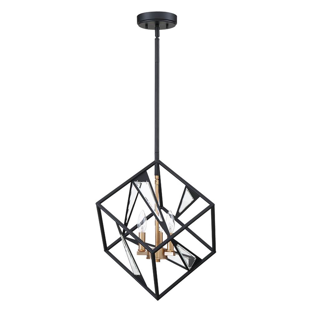 Eglo Corrietes - 3x60W Pendant w/ Matte Black Finish and gold accents and clear Glass