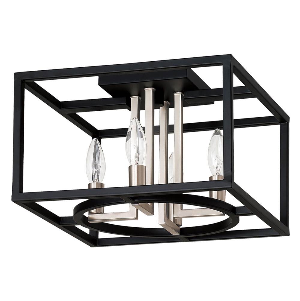 Eglo 4x60W open frame ceiling light w/ a matte black and brushed nickel finish
