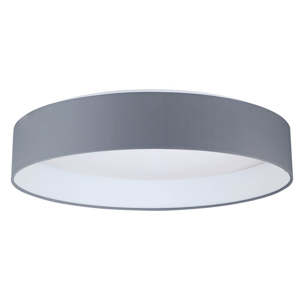 Eglo 1x22W LED Ceiling Light w/ White Glass and Charcoal Grey Fabric Shade